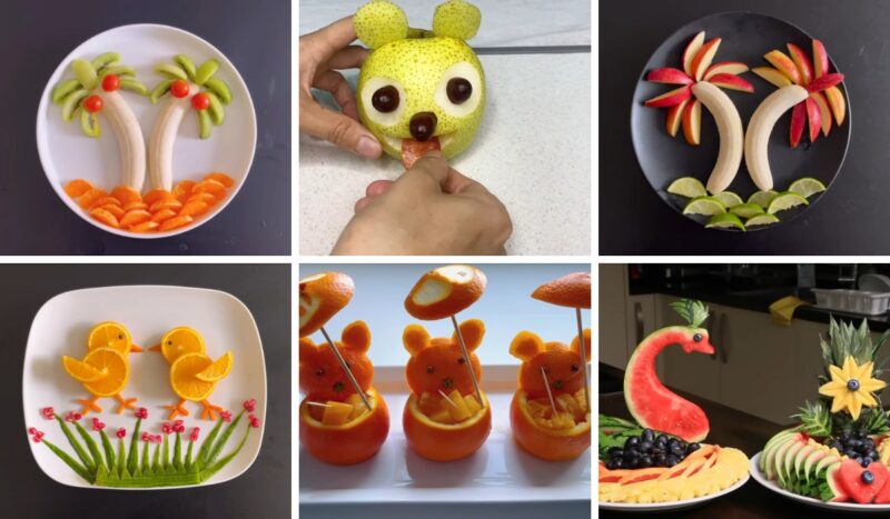 Voće isečeno u zabavne oblike kao ideja za slatki sto za dečiji rođendan